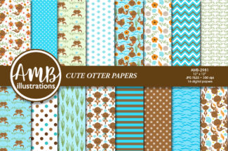 Otter Family Digital Papers