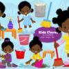 African American Kids doing chores