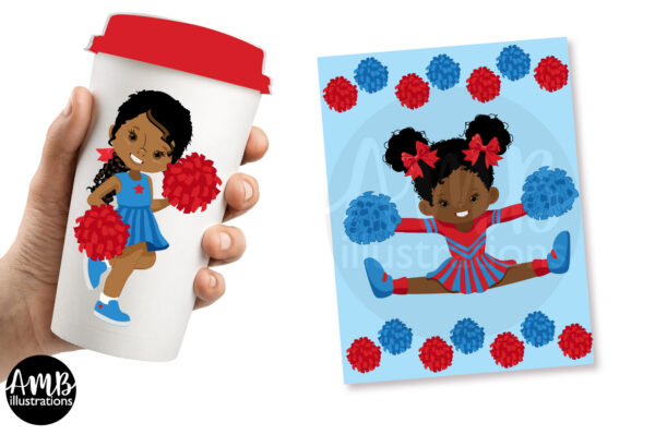 Red and blue Cheerleaders clipart pack