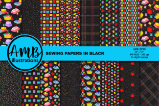 Sewing and Seamstress Paper Patterns in Black