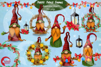 Nordic Watercolor Christmas Gnomes