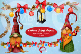 Nordic Watercolor Christmas Gnomes