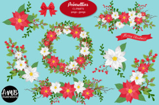 Classic Poinsettia Floral arrangement cliparts