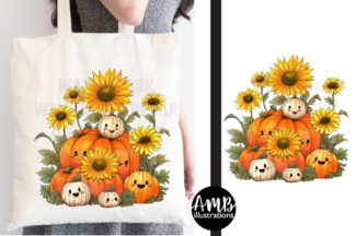 Pumpkins and Sunflower Watercolors