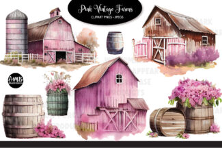 Pink Farm Watercolors Clipart-amb-5009