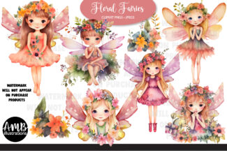 Floral Fairies Watercolors Clipart