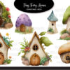 Tiny Fairy Homes Watercolors Clipart.