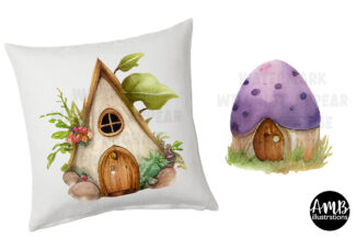 Tiny Fairy Homes Watercolors Clipart