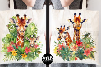 Giraffes Watercolors Clipart