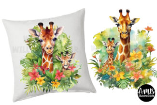 Giraffes Watercolors Clipart