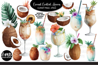 Coconut Cocktails Watercolors