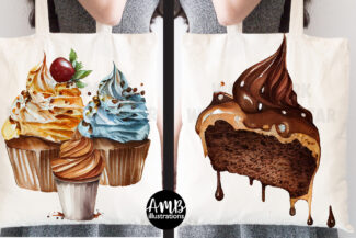 Chocolate Cupcakes Clipart Watercolors