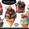 Decadent Cupcakes Watercolors Clipart