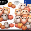 Owls and Pumpkins Clipart