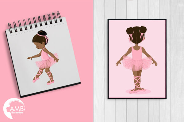 African American Pink Ballerinas Clipart