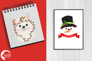 AMB-2101 Christmas Llamas Clipart