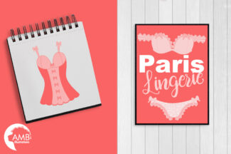 Pink Bachelorette Lingerie Clipart