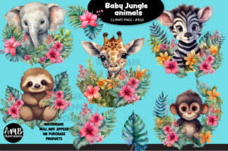 BABY JUNGLE ANIMALS CLIPART