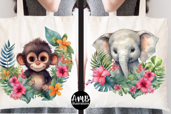 BABY JUNGLE ANIMALS CLIPART