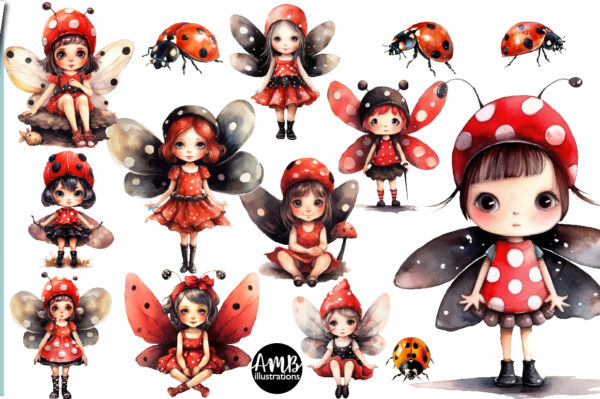 Ladybugs and fairies and backgrounds