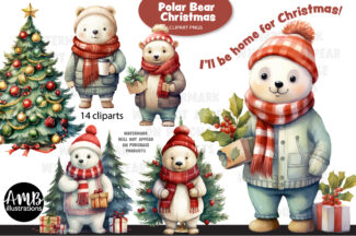 Christmas Polar Bear Clipart